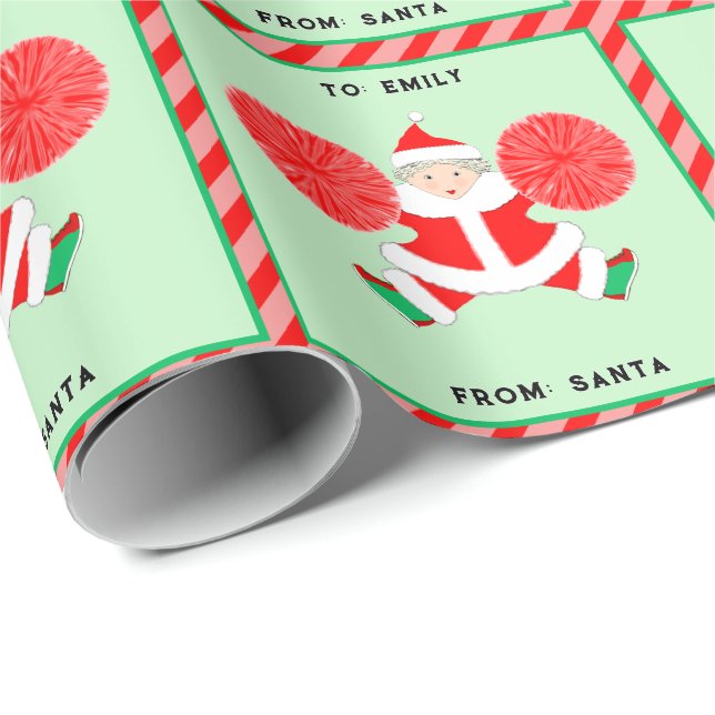 Papier Cadeau Cadeau de Noël pom-pom girl (Coin rond)