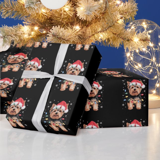 Papier Cadeau Cadeau de Noël pour chien Yorkie long (Vacances)