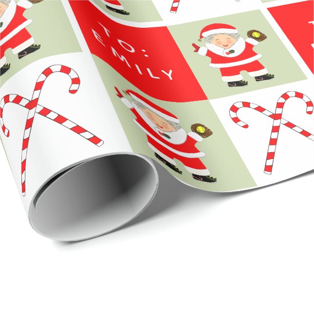 Papier Cadeau Cadeau de Noël pour filles softball (Coin rond)