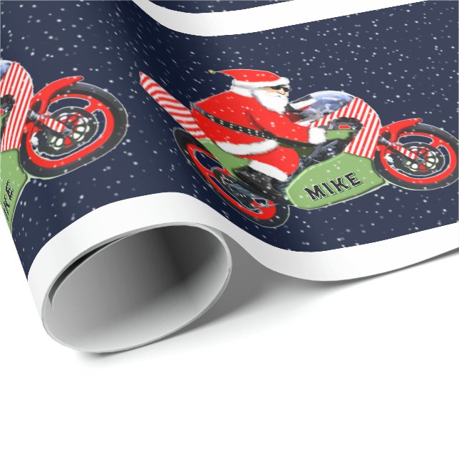 Papier Cadeau Cadeau de Noël pour motard (Coin rond)