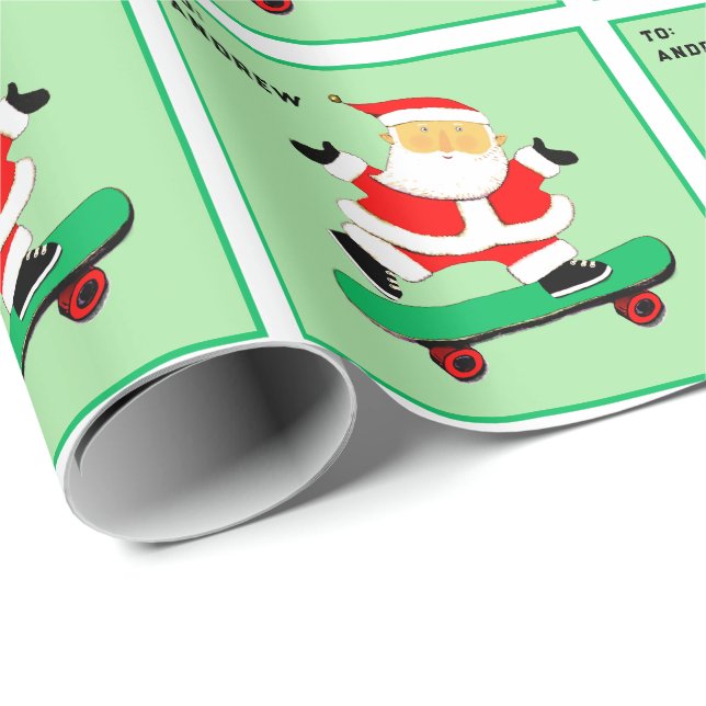Papier Cadeau Cadeau de Noël pour skateboarding (Coin rond)
