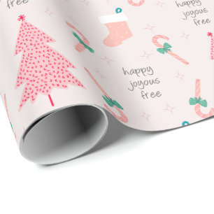 Papier Cadeau Cadeau de Noël Sobriété Rose Pastel