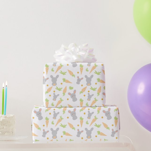 Papier Cadeau Cadeau de Pâques de lapins et carottes mignons (Cadeaux de fête)