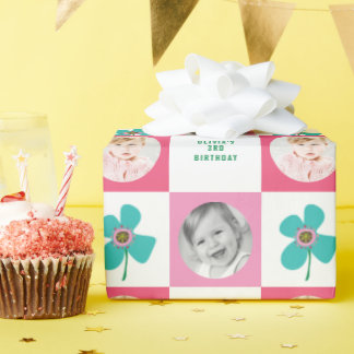 Papier Cadeau Cadeau de photo d'anniversaire Fleur chic Pop Marg