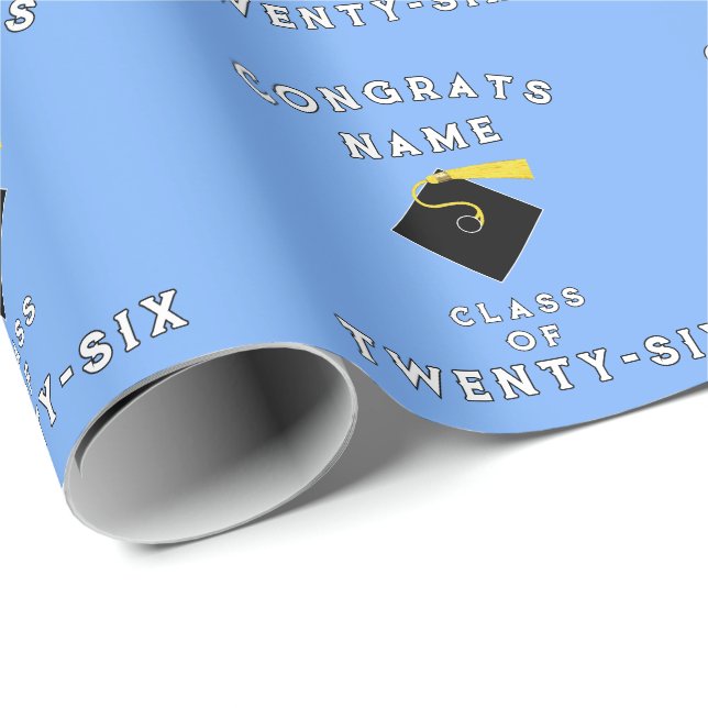 Papier Cadeau Cadeau de remise des diplômes bleu clair 2026 (Coin rond)