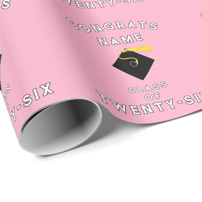 Papier Cadeau Cadeau de remise des diplômes rose 2026 (Coin rond)
