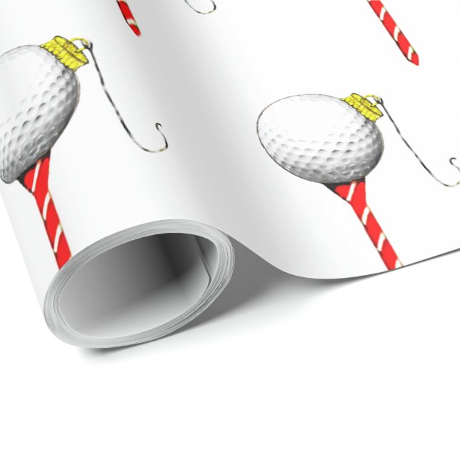 Papier Cadeau Cadeau de Tee de Golf de Noël (Coin rond)