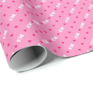 Papier Cadeau Cadeau de typographie Moderne Rose Tendresse Cœur