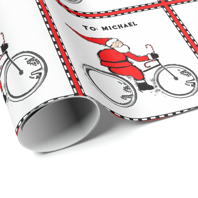 Papier Cadeau Cadeau de vacances Cycliste personnalisé (Coin rond)