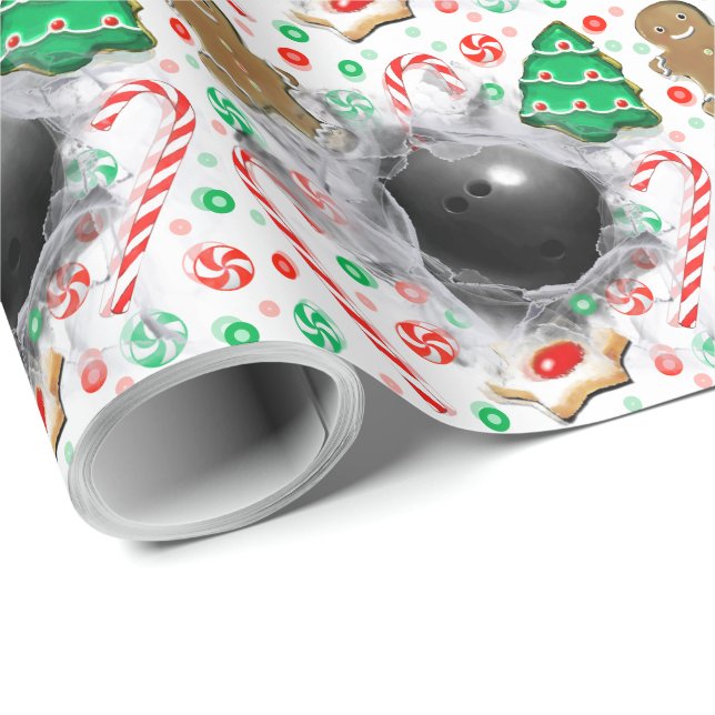 Papier Cadeau Cadeau de vacances de bowling (Coin rond)