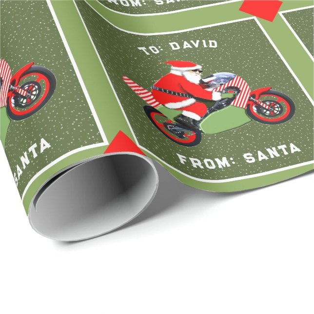 Papier Cadeau Cadeau de vacances de course de motocross (Coin rond)