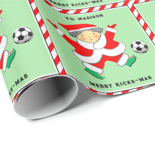 Papier Cadeau Cadeau de vacances de football pour filles