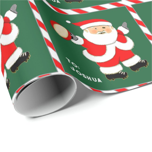 Papier Cadeau Cadeau de vacances de rugby (Coin rond)