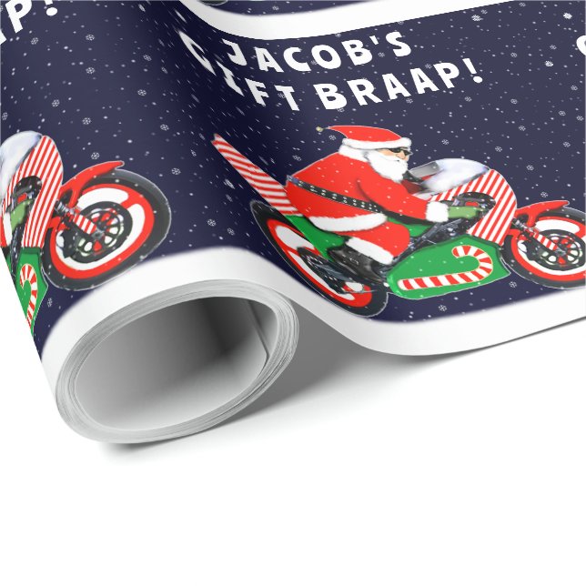 Papier Cadeau Cadeau de vacances drôle de moto (Coin rond)