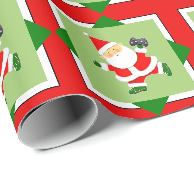 Papier Cadeau Cadeau de vacances pour joueur de jeux vidéo (Coin rond)