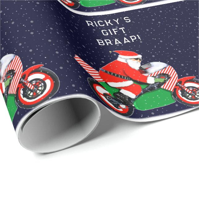 Papier Cadeau Cadeau drôle de moto (Coin rond)