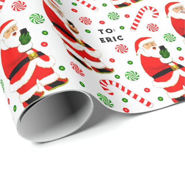 Papier Cadeau Cadeau drôle de vacances de Noël (Coin rond)