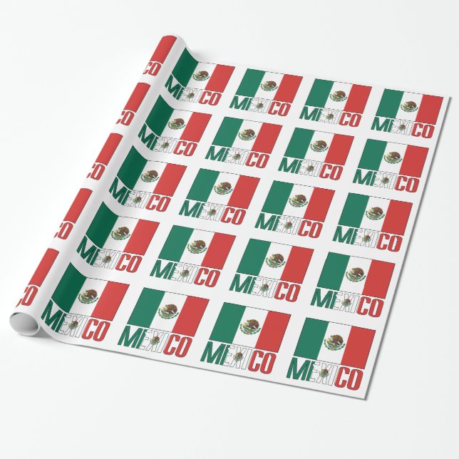 Papier Cadeau Cadeau du Mexique et du drapeau mexicain (Déroulé)
