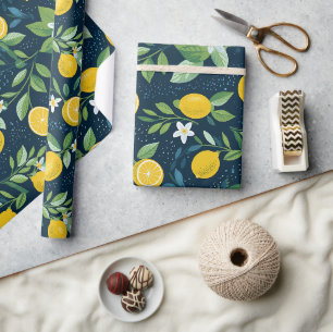 Papier Cadeau Cadeau Fleur de Citron de Minuit