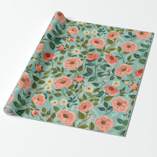 Papier Cadeau Cadeau floral rose Cottagecore