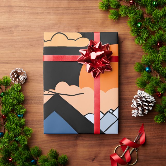 Papier Cadeau Cadeau géométrique du coucher de soleil Abstrait (Cadeau de vacances)