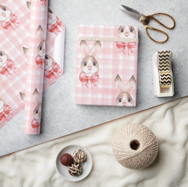 Papier Cadeau Cadeau lapin rose lapin (Artisanat)