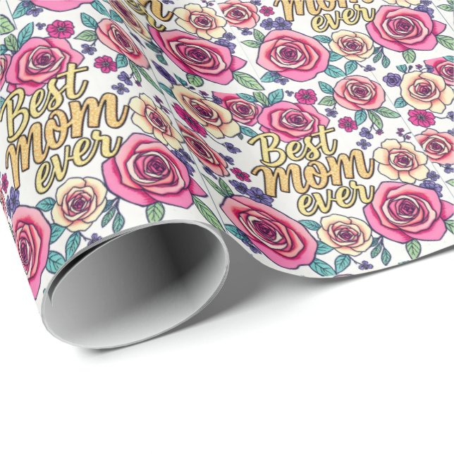 Papier Cadeau Cadeau Luxe Floral Moderne Collection (Coin rond)