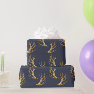 Papier Cadeau Cadeau masculin bleu foncé motif bois de cerf