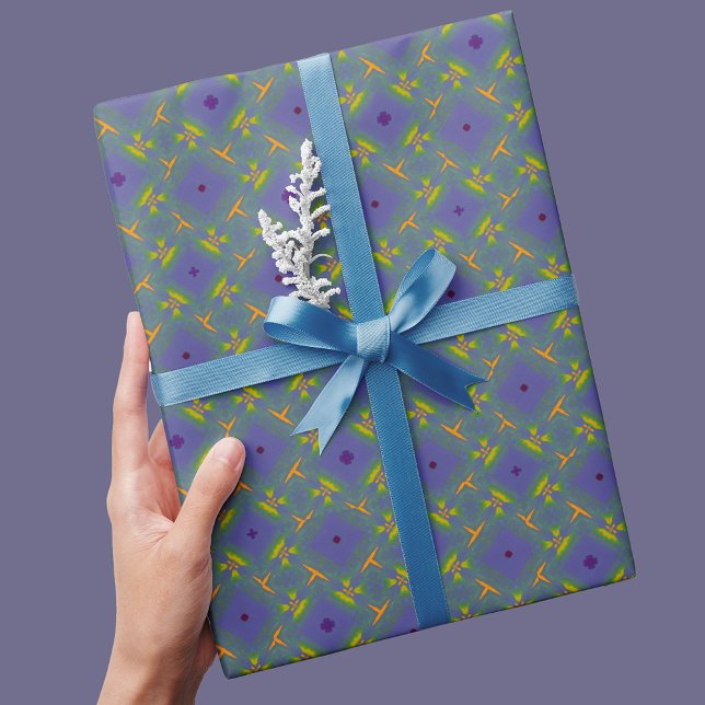 Papier Cadeau Cadeau moderne mignon violet et vert pour maman (Créateur téléchargé)