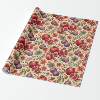 Papier Cadeau Cadeau Motif de Fruit Aquarelle Figue Grenade