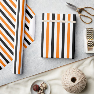 Papier Cadeau Cadeau Motif Halloween Orange Black White Stripes
