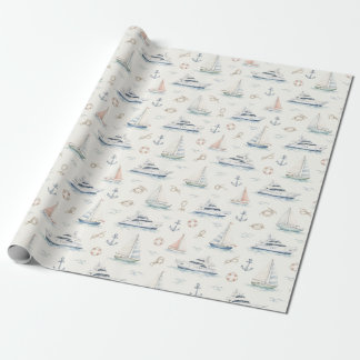 Papier Cadeau Cadeau nautique d'aquarelle d'ancre de bateau clas