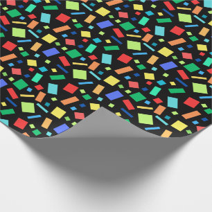 Papier Cadeau Cadeau noir Confetti couleur arc-en-ciel géométriq