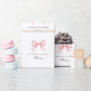 Papier Cadeau Cadeau personnalisé Baby Shower avec un nœud rose