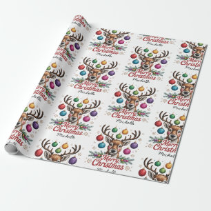 Papier Cadeau Cadeau personnalisé cher renne Noël vintage