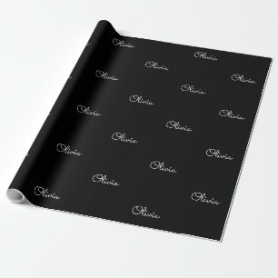 Papier Cadeau Cadeau personnalisé noir blanc nom personnalisé