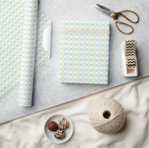 Papier Cadeau Cadeau Plaid bleu et vert doux