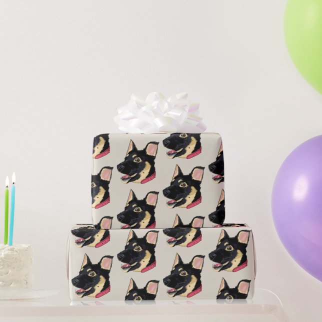 Papier Cadeau Cadeau pour amateur de chiens GSD Art chiot Berger (Cadeaux de fête)