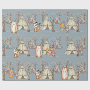 Papier Cadeau Cadeau pour bébés animaux de forêt de bois