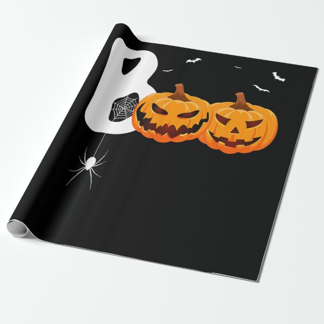 Papier Cadeau Cadeau Spider | Araignée Citrouille d'Halloween (Déroulé)