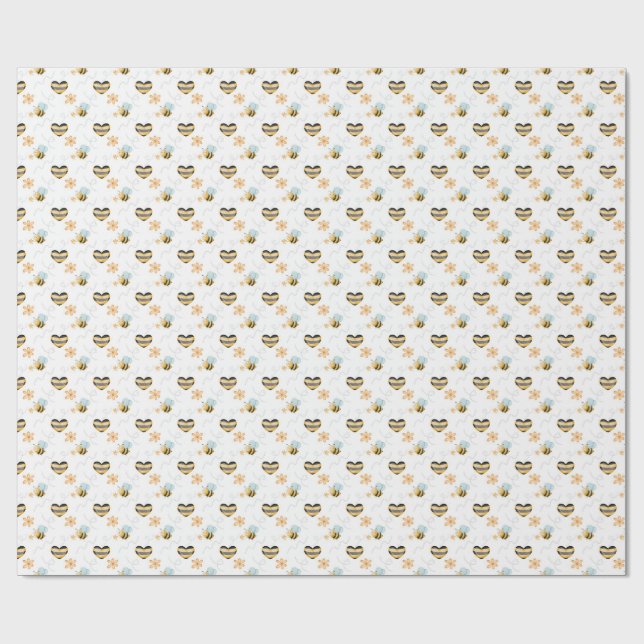 Papier Cadeau Cadeau sur le thème de l'abeille et de l'apiculteu (Plat)