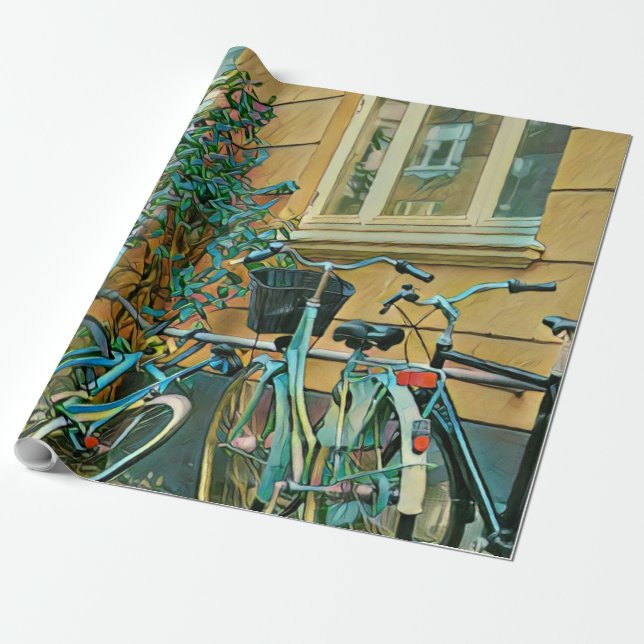 Papier Cadeau Cadeau Vélo Lover | Peinture à vélo (Déroulé)