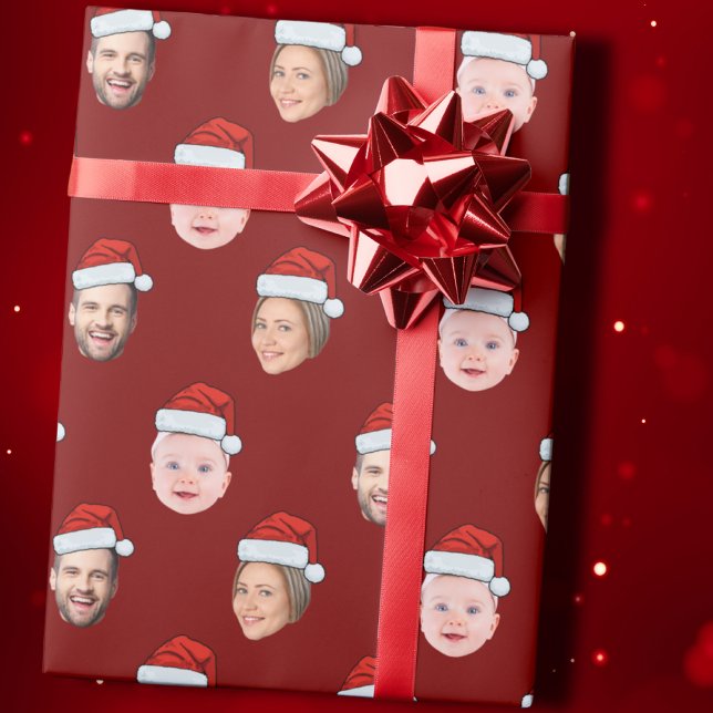 Papier Cadeau Cadeau Visage de Santa Hat, Personnalisé Visage 3  (Créateur téléchargé)