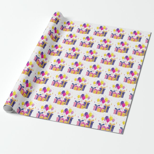 Papier Cadeau Cadeaux d'anniversaire (Déroulé)
