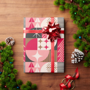 Papier Cadeau 🎄 Cadeaux de Collage de Noël Colorés Arbres Ornem