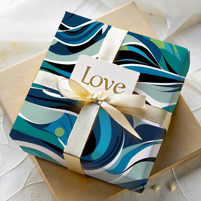 Papier Cadeau Cadeaux de l'anniversaire de coton des vagues de f (Abstract Fluid Waves Cotton Anniversary Gifts Wrapping Paper)