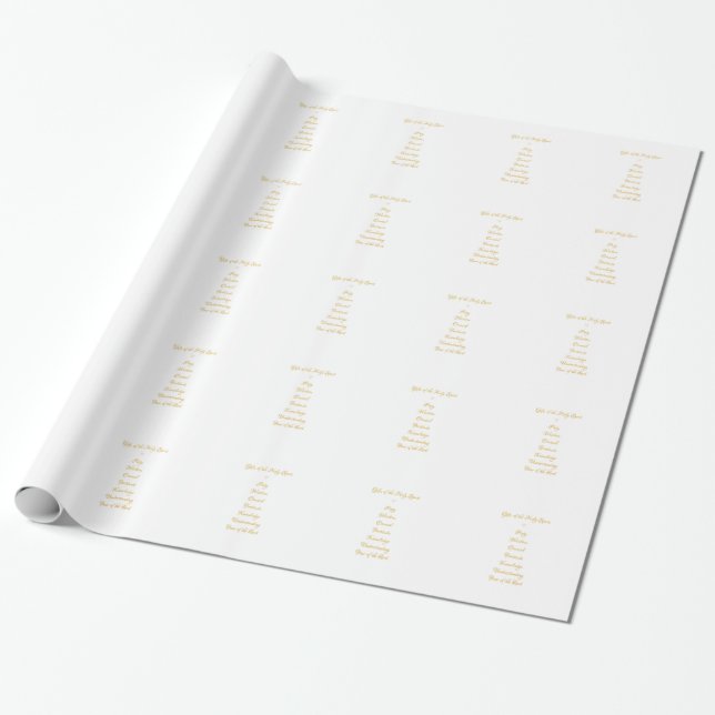 Papier Cadeau Cadeaux de l'Esprit Saint en 3D Look Script doré (Déroulé)
