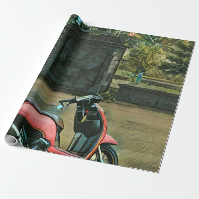 Papier Cadeau cadeaux de moto pour lui (Déroulé)
