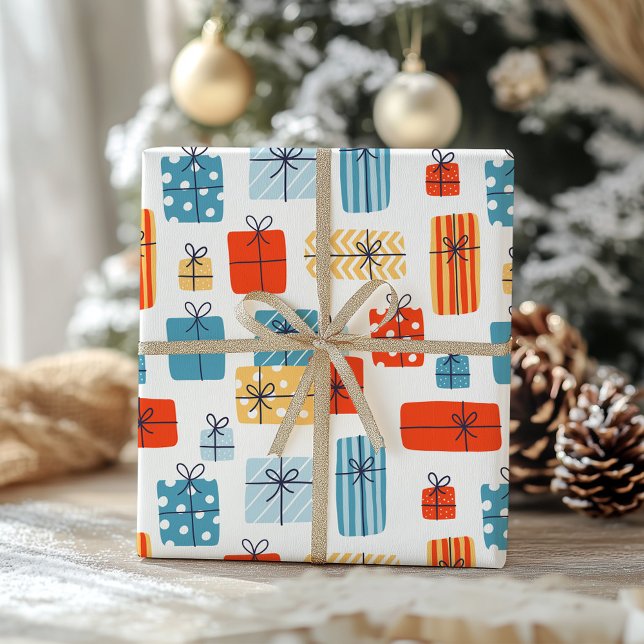 Papier Cadeau Cadeaux de Noël à dessin moderne Présent de vacanc (Créateur téléchargé)
