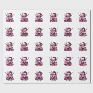 Papier Cadeau Cadeaux de Noël de vache des Highlands rose Art vi